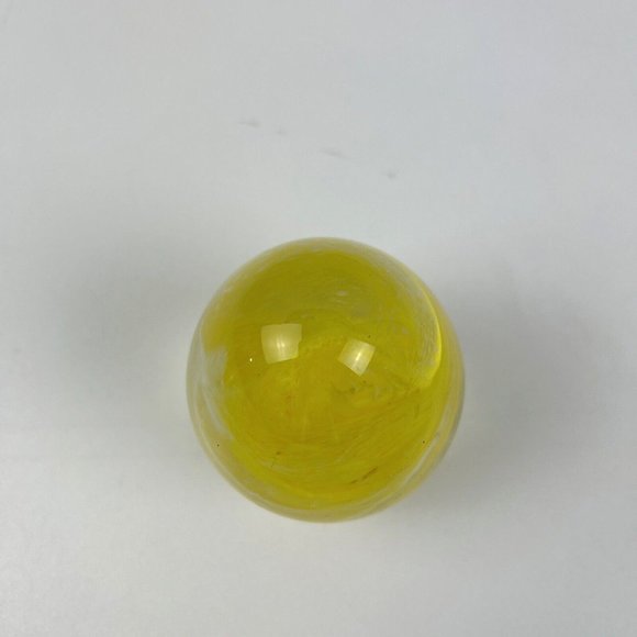 Anthony Tony DePalma Wheaton Vintage Yellow Swirl Egg Shaped Signed Paper Weight - Picture 3 of 8